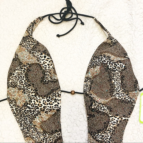 NWT Swimbay Leopard Print Beaded Monokini Swimsuit - Picture 4 of 8